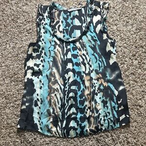 Signature by Larry Levine Black, Blue, and Cream Women’s Blouse Size XL